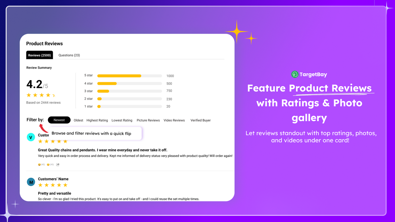 Feature your product reviews on your product pages