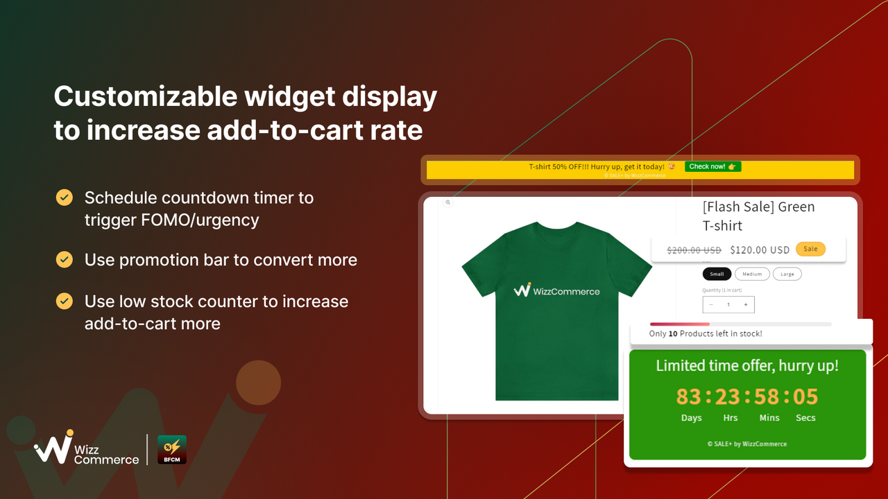 Customize widget display to increase add-to-cart rate