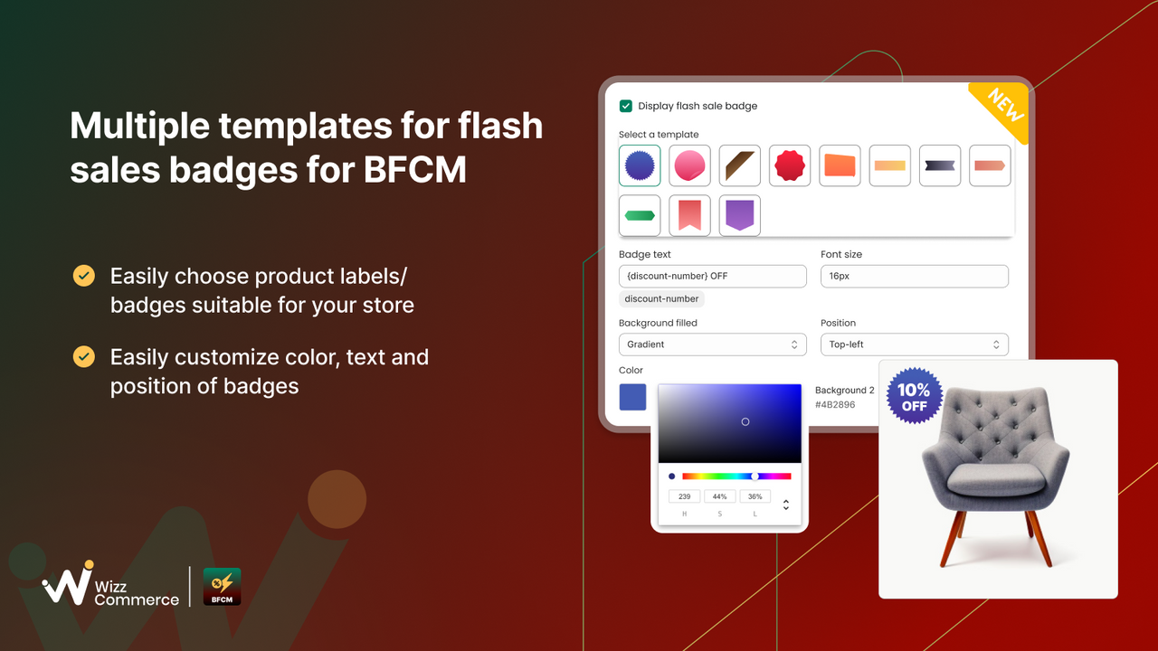 Customize flash sales badges, product badges to increase FOMO