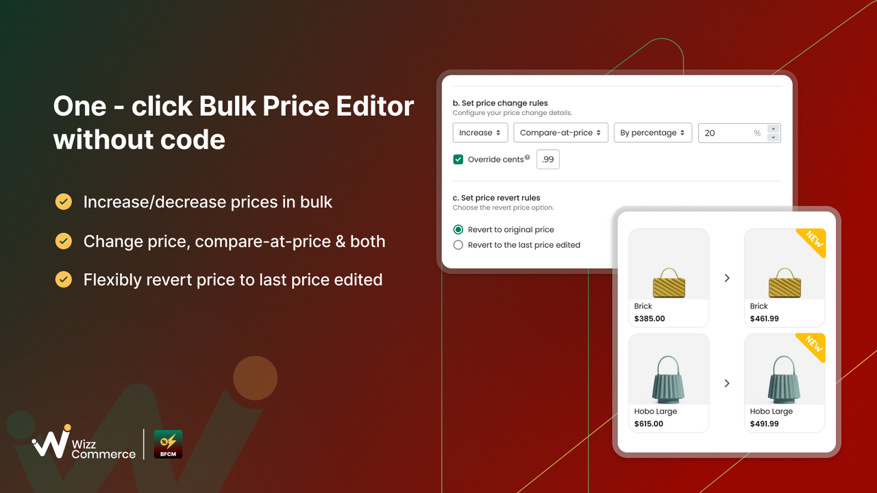 Change product pricing flexibly with price edit setting