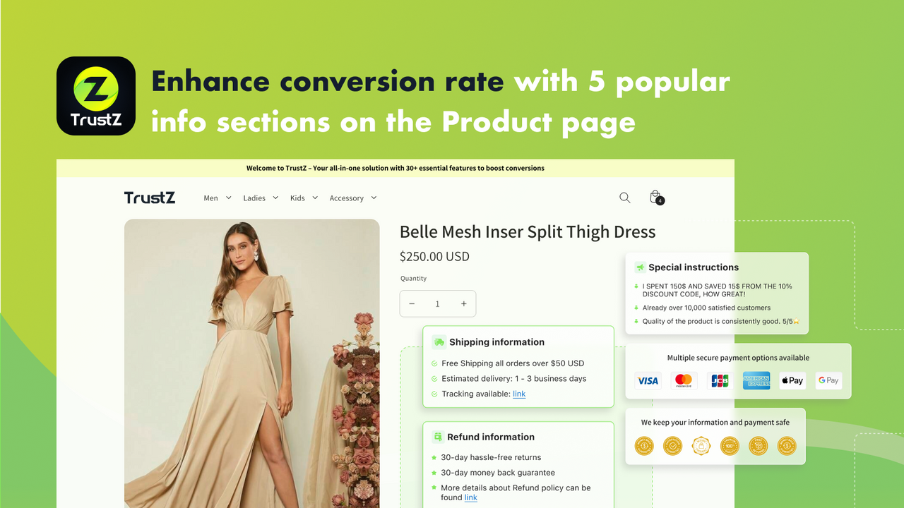 Enhance conversion with 5 popular info sections on Product page