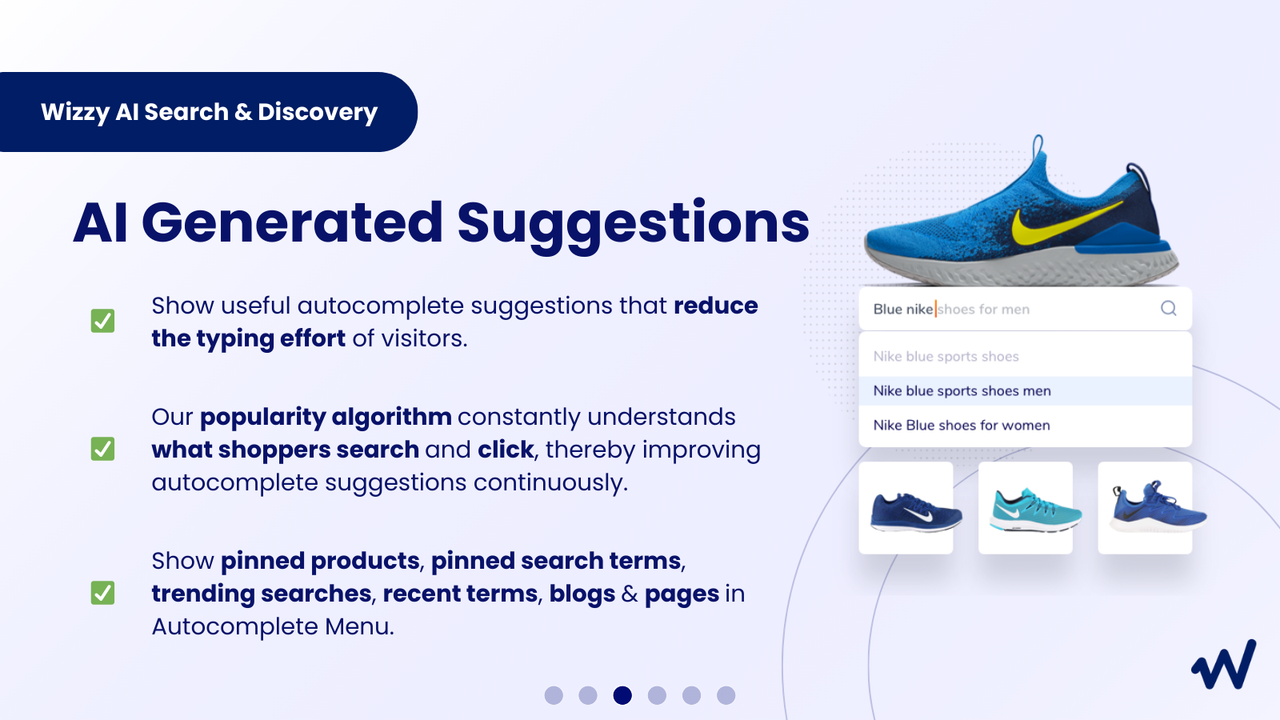 AI Suggestions to show Trending Searches, Top Products & Blogs