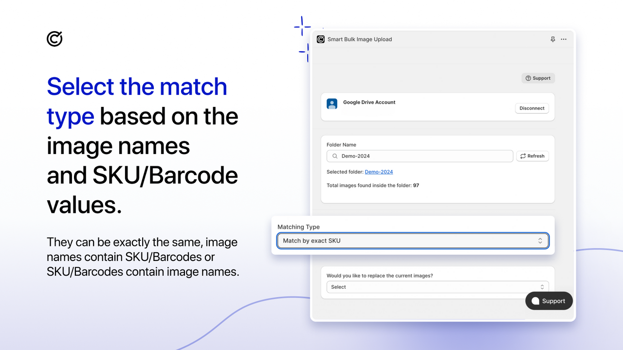 Step 4: Select the match type by SKU, Barcode, Title, Metafield