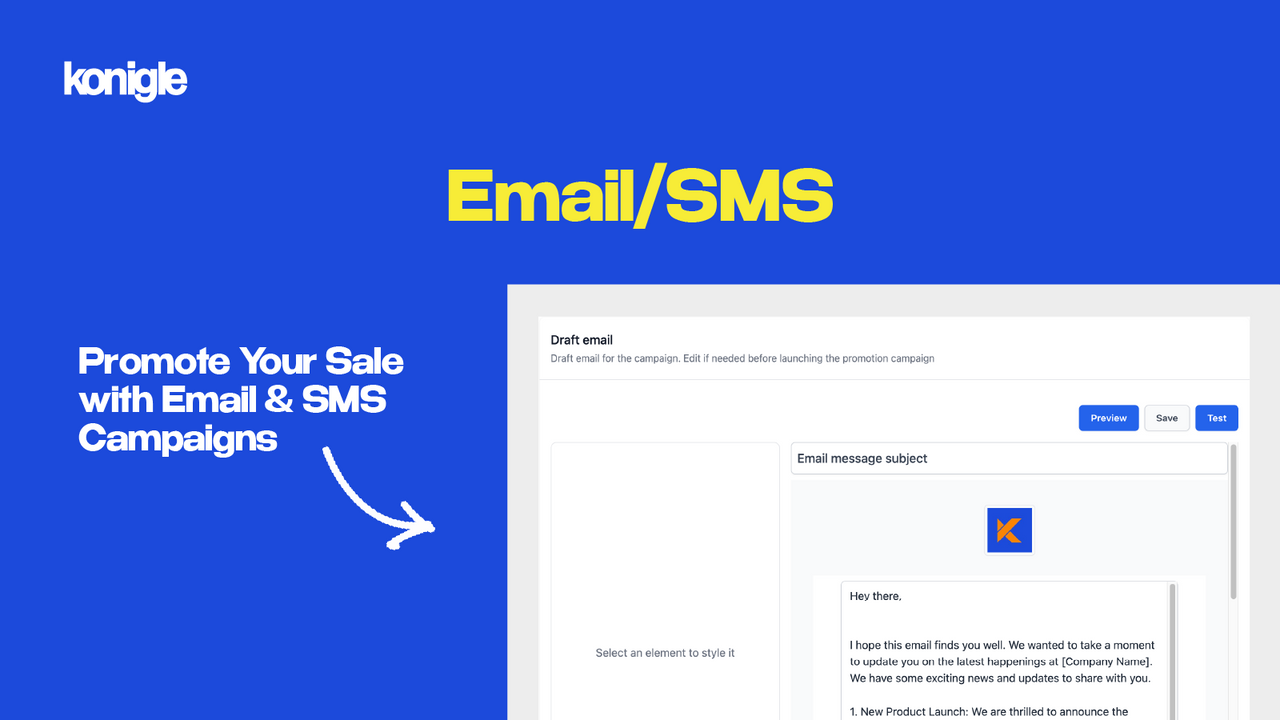 promote your sale with email and sms