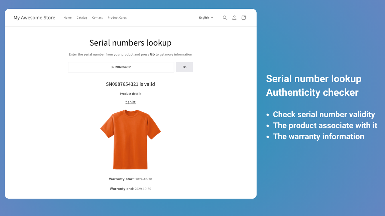 Serial number look up and authenticity checker