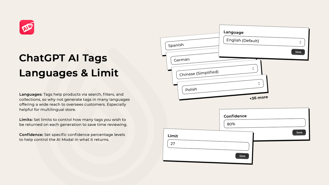 ChatGPT AI Product Tags - Language and Limit