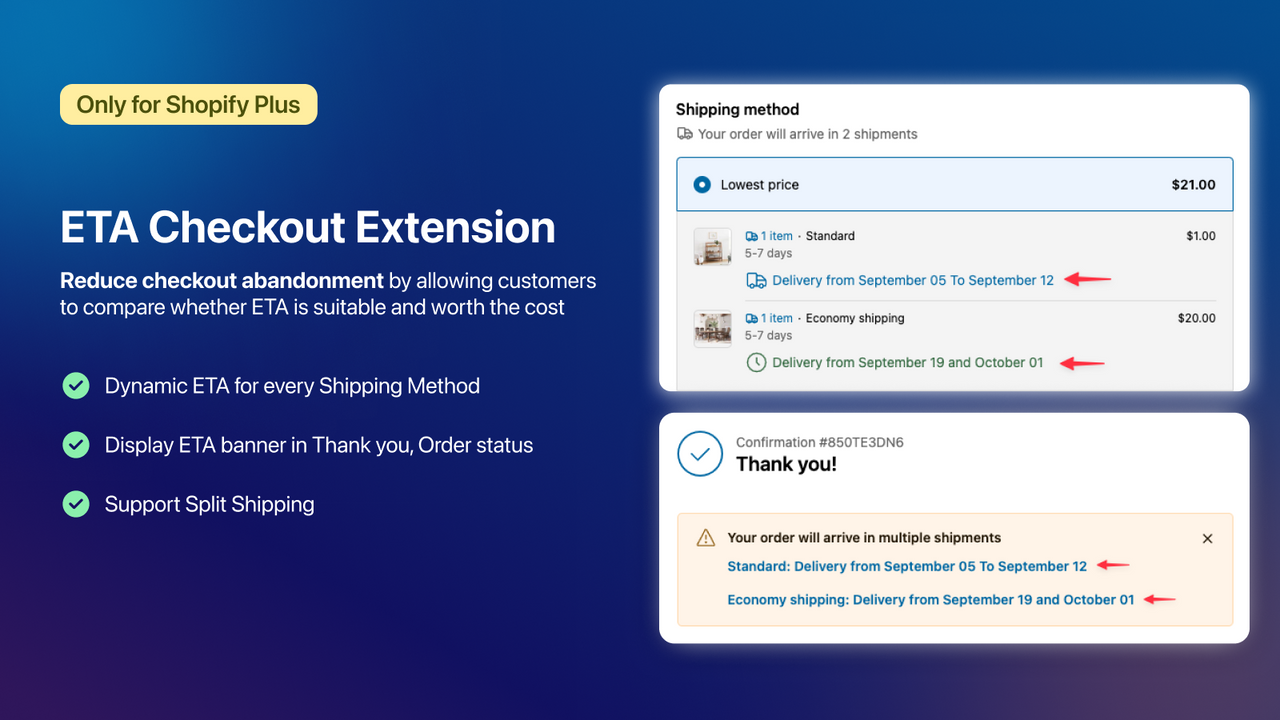 ETA Checkout extension extensibility for Shopify Plus