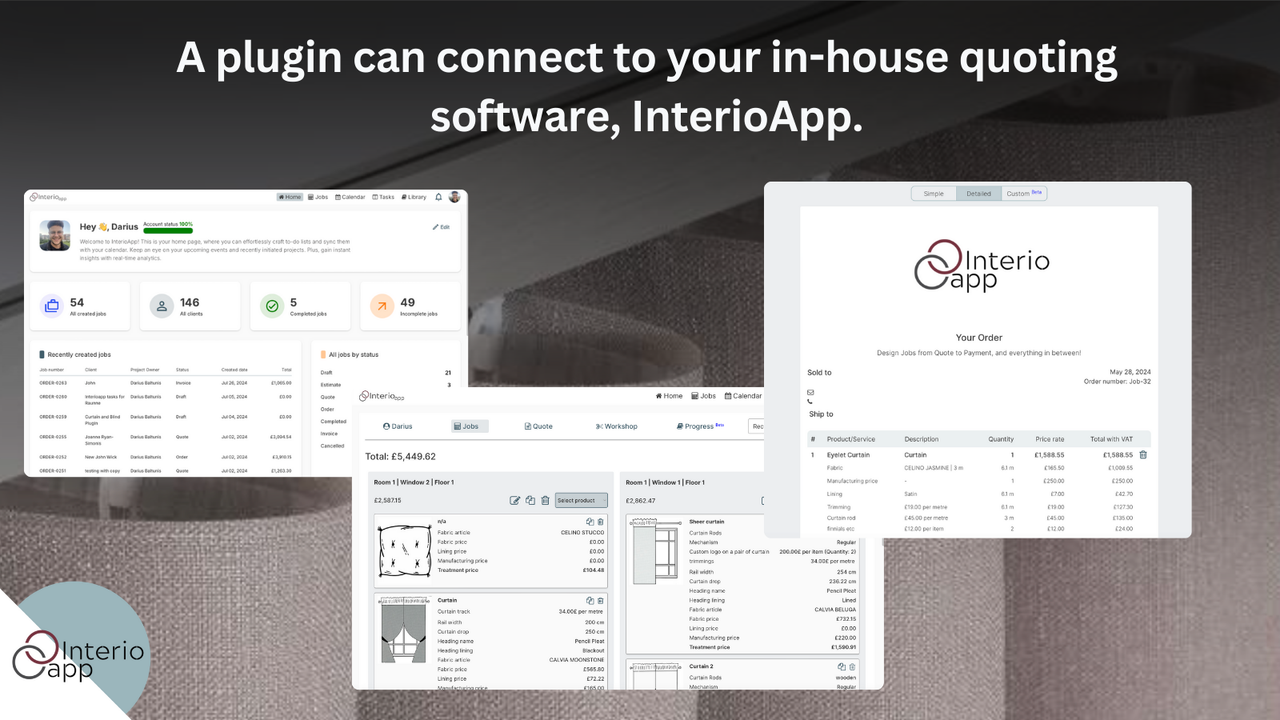 Curtain and blind calculator integration with InterioApp