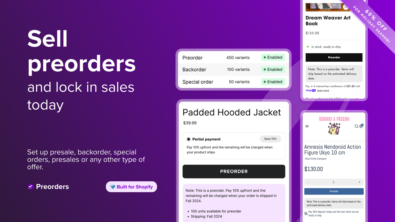 Create preorders, backorders, deposits, special orders