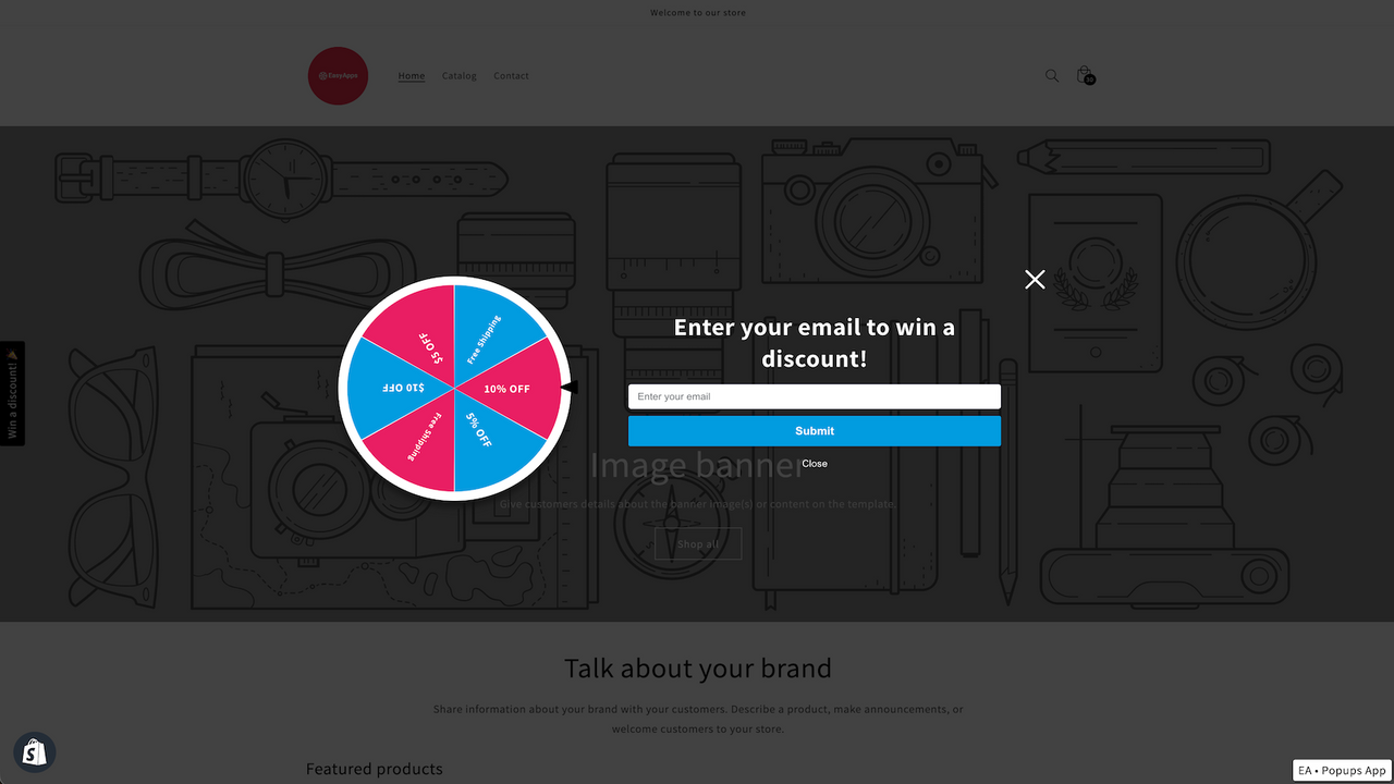 Example of how the Spin Wheel looks on a store