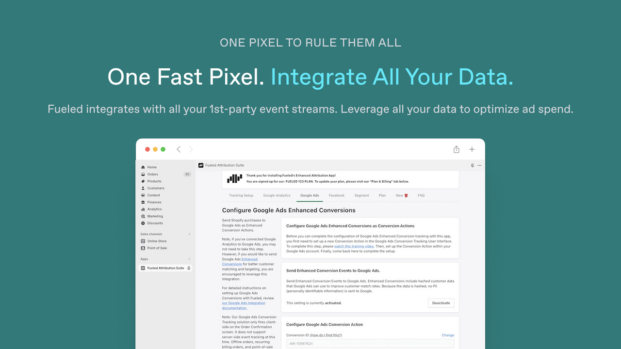 One Fast Pixel. Integrate All Your Data. Google, FB, Segment.