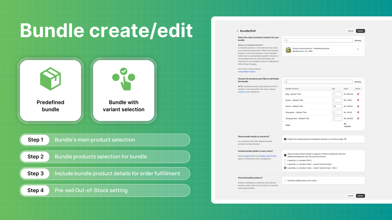 Create/Edit Predefined Bundle