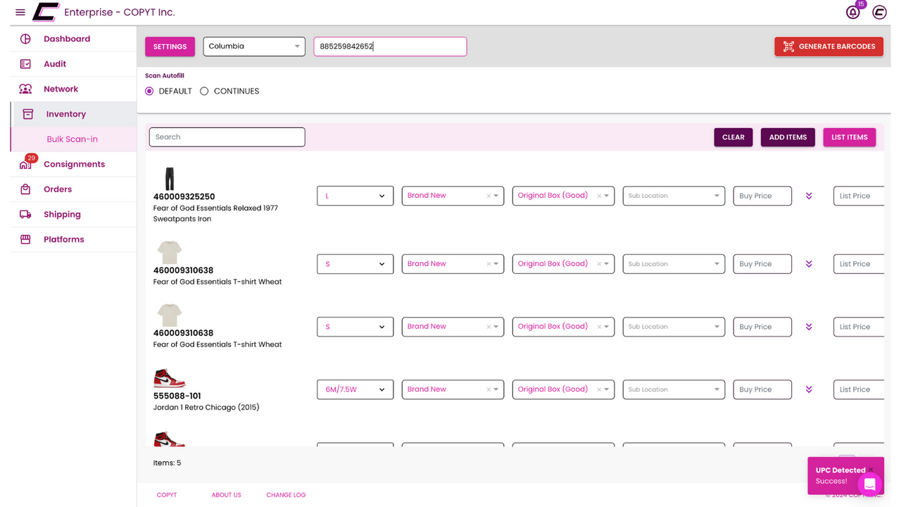 Create new items in seconds by UPC scan