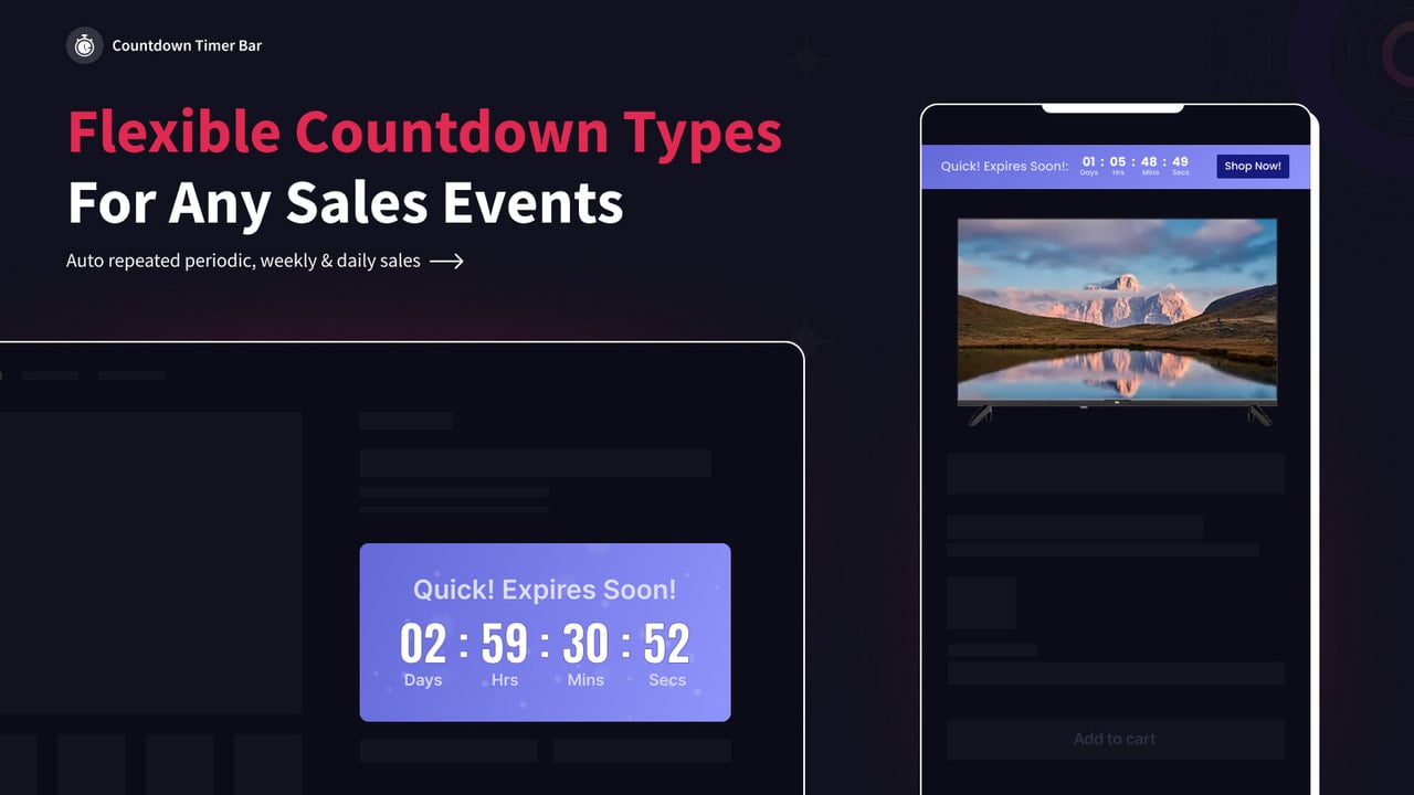 product timer, countdown timer bar banner or cart countdown