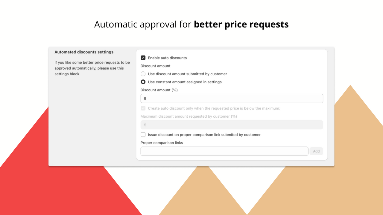 Better Price Admin panel – settings and auto-approval