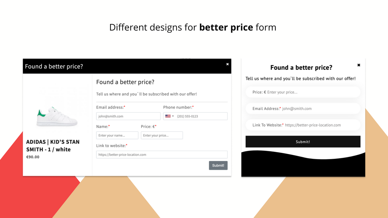 Better Price request popup designs