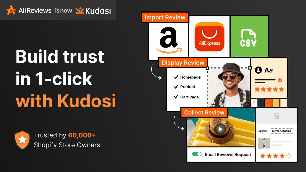 Kudosi (Ali Reviews) import reviews from AliExpress, Amazon