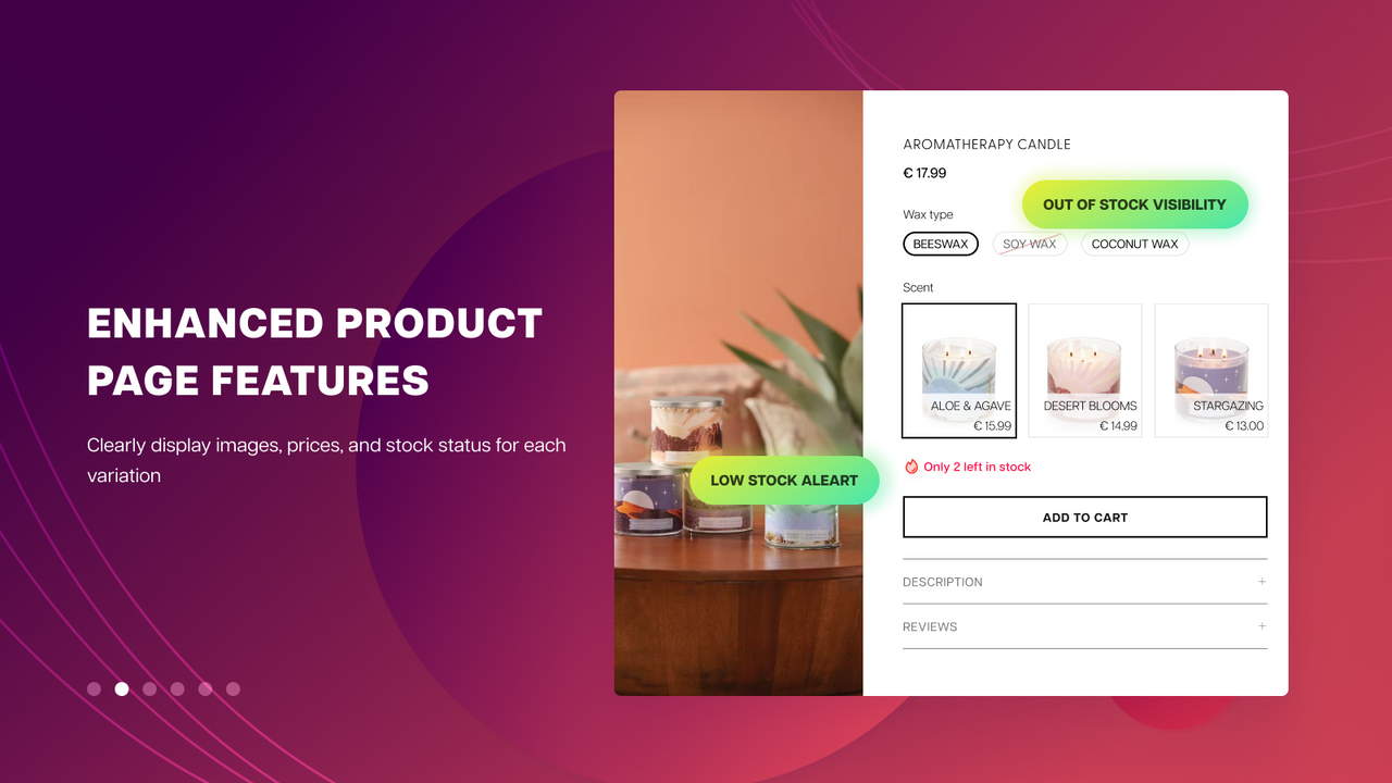 Product variant on home page