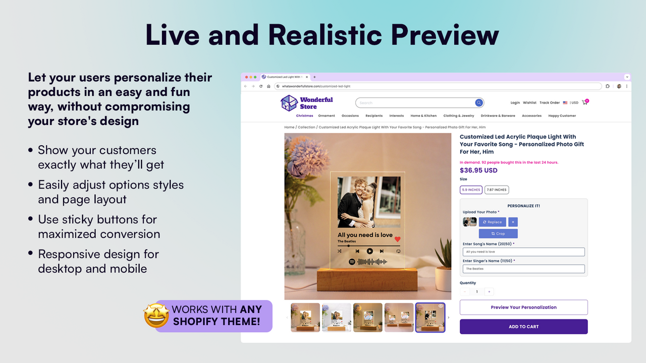 Live & Realistic Previews - Customily Product Customizer