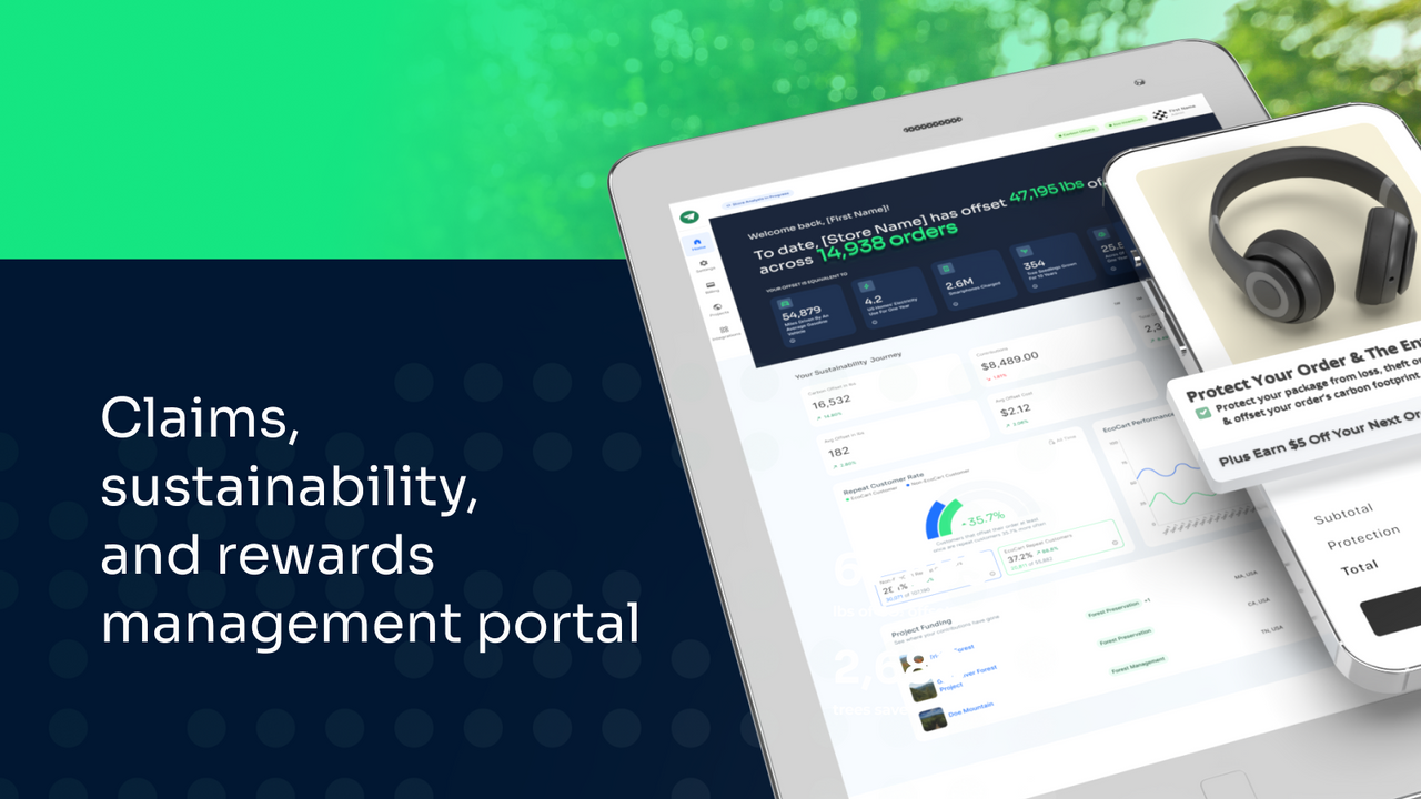 Track sustainability & claims metrics in your merchant portal