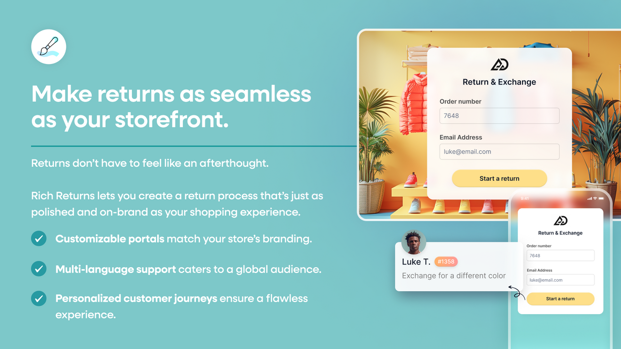 Create branded returns with customizable Shopify portal.