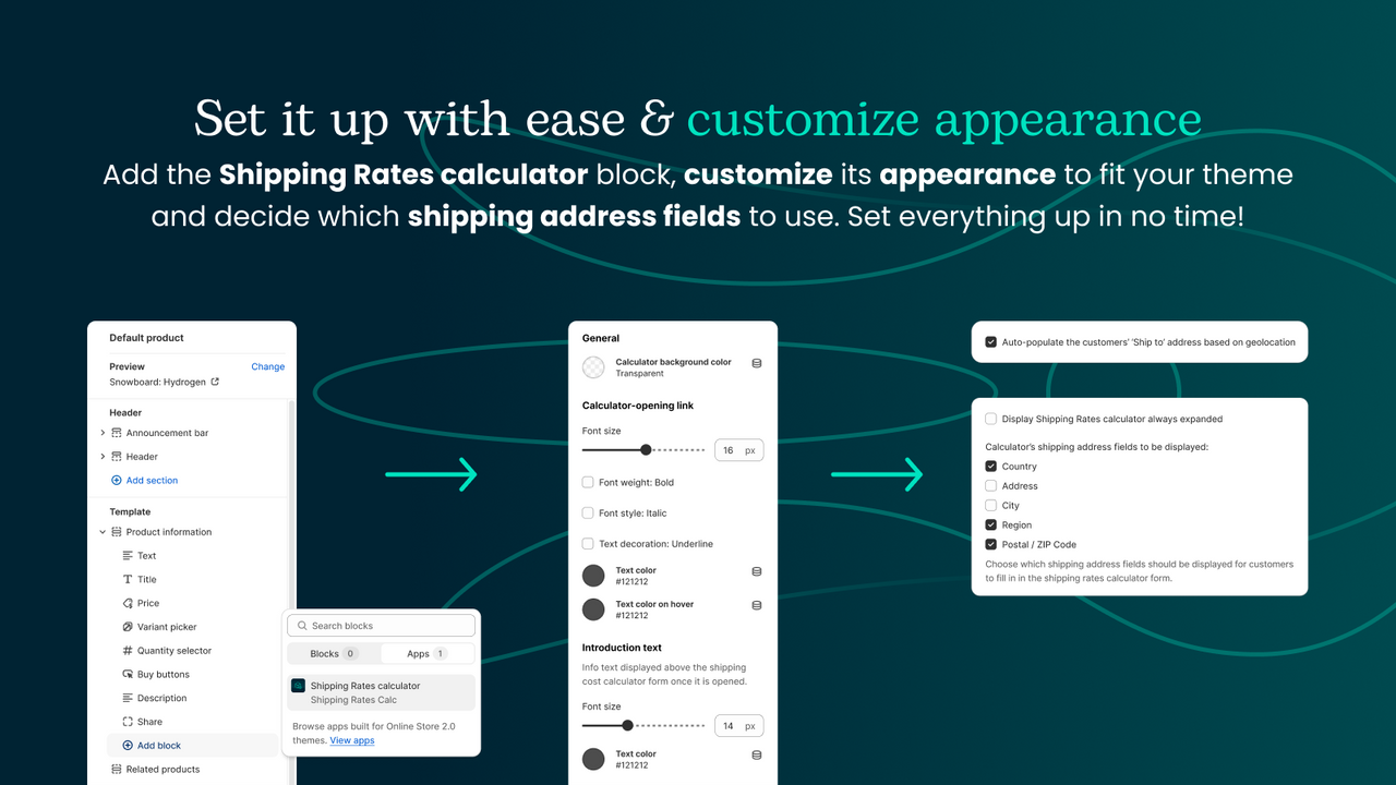 Shipping Rates Calculator easy setup & appearance customization