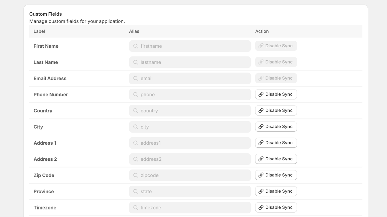 Custom fields mapping