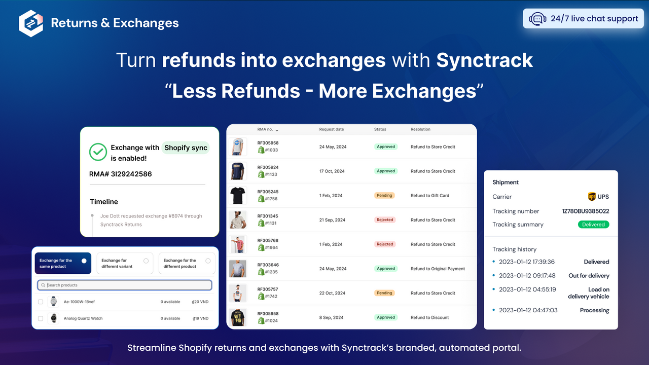 Synctrack: Returns & Exchanges