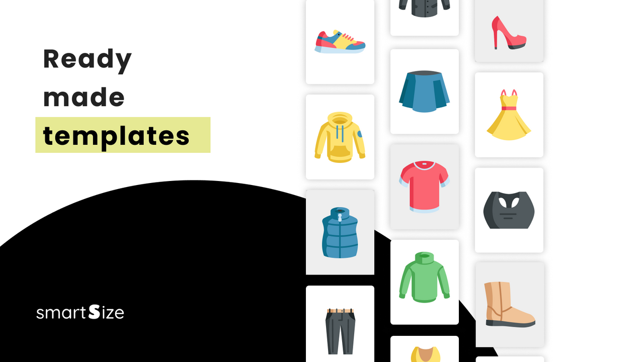 Ready-made size chart templates for various product types.