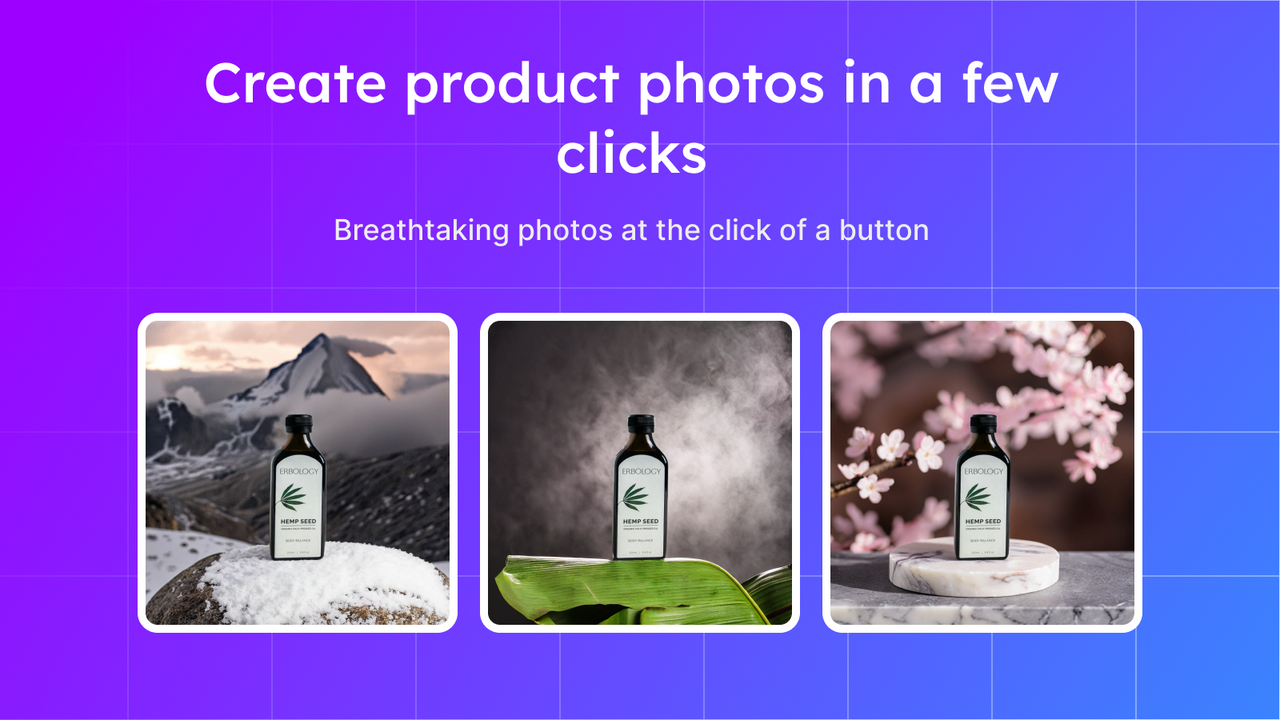 Create product photos in a few clicks