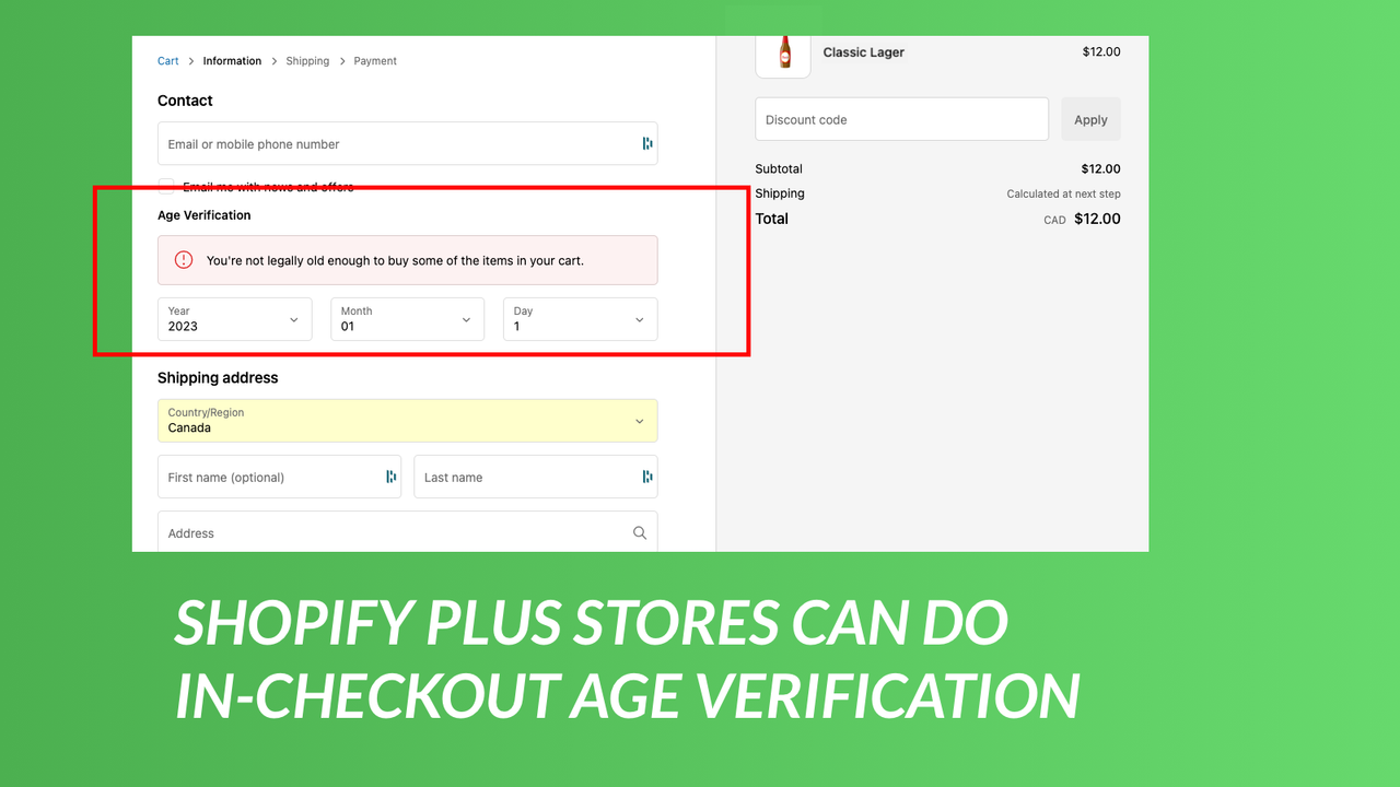 Shopify Plus age verification