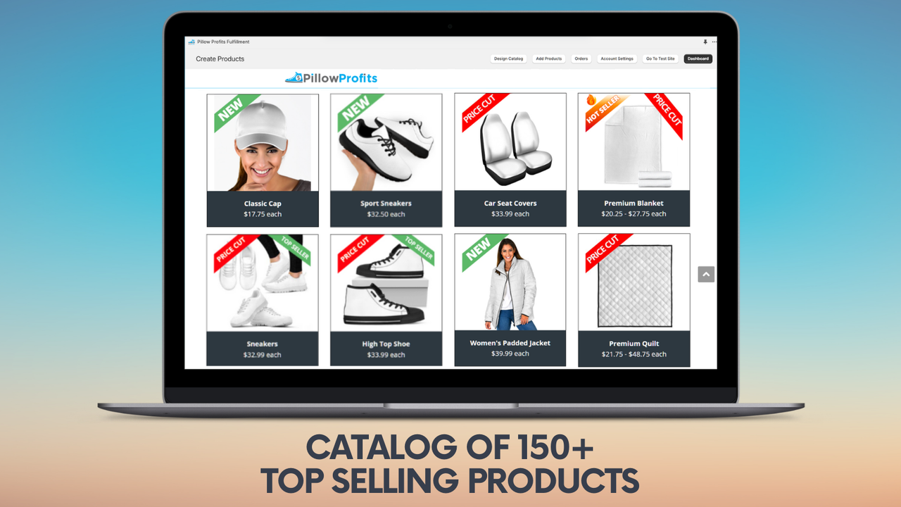 Print-on-demand product catalog in-app