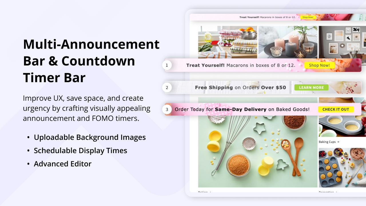 Increase sales with the Multi-Announcement Bar & Countdown Timer