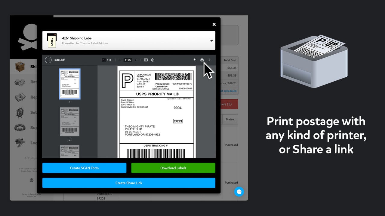 Print shipping labels with any kind of printer