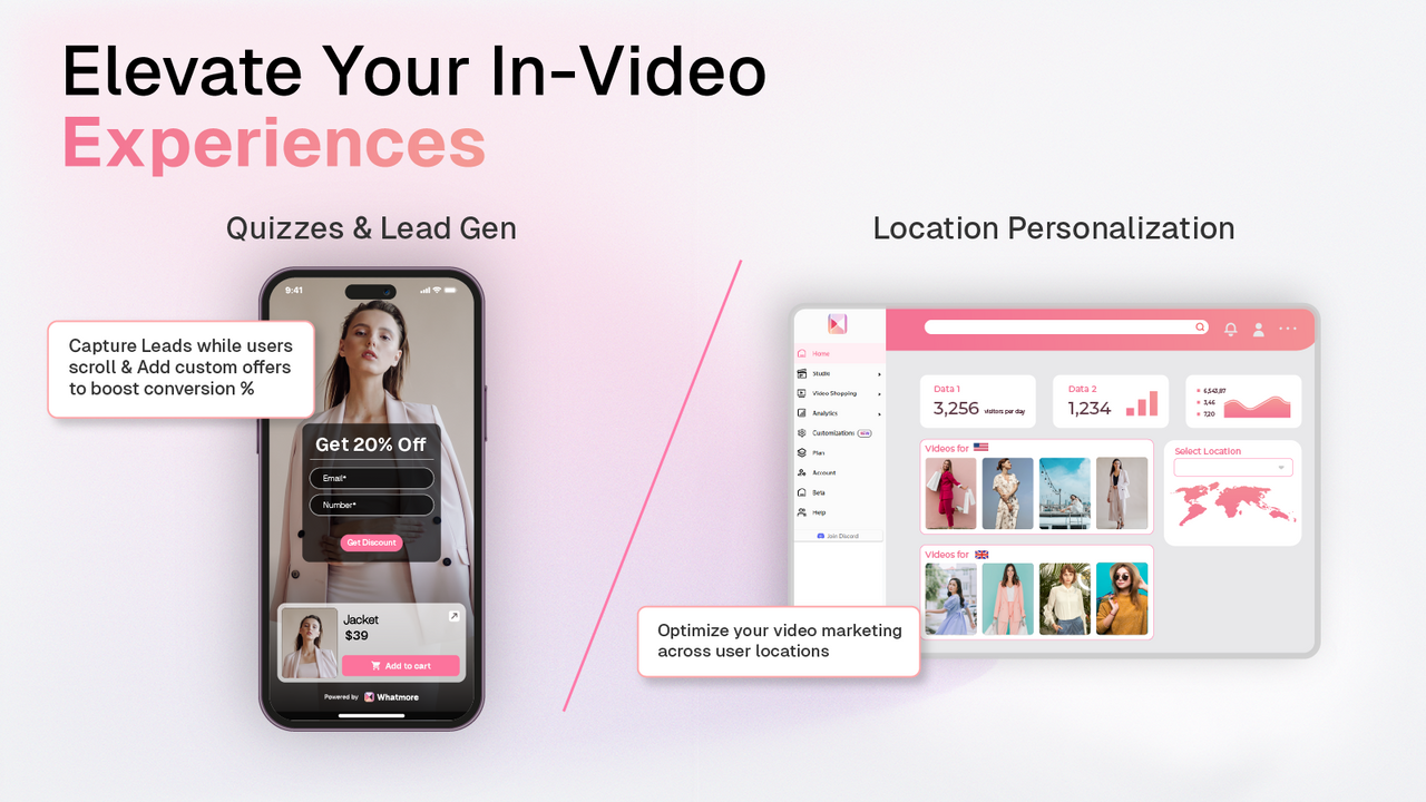 Capture leads with in-video quizzes, personalize with geotagging