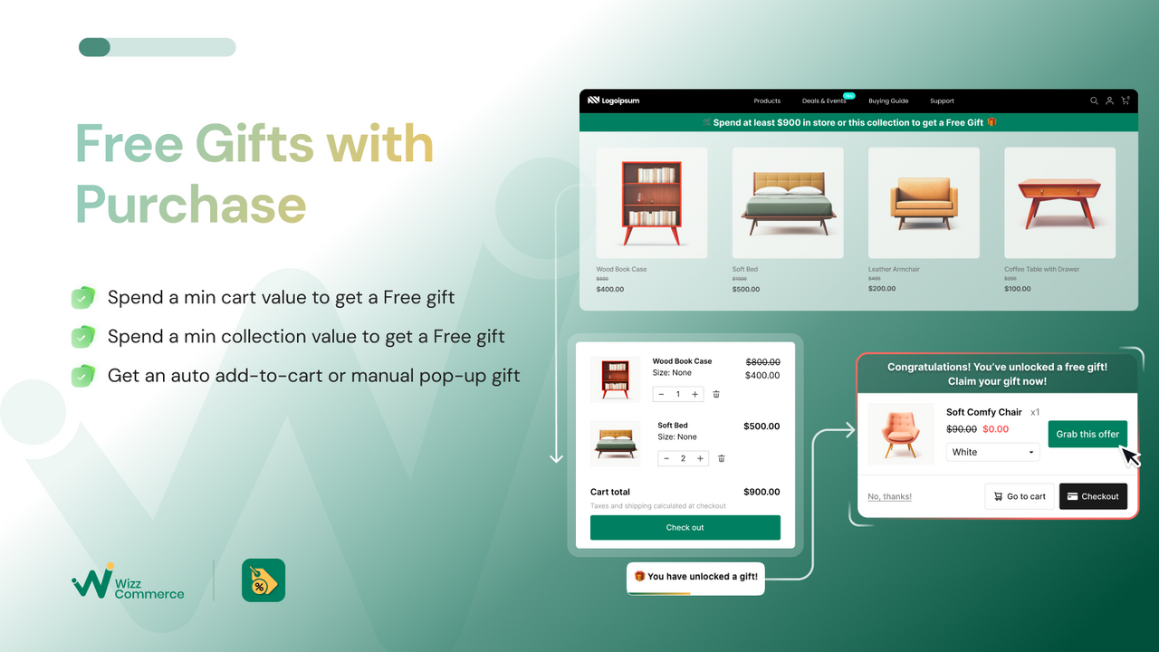 Free gifts with purchase based on cart value/ collection value