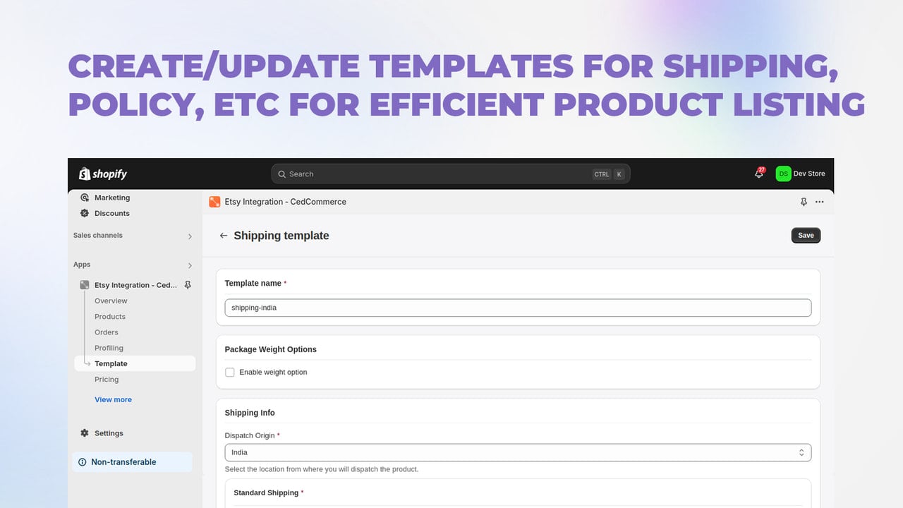 Create/Update Templates for Shipping Policy, etc.