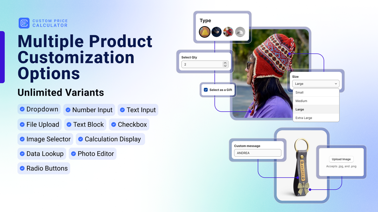 Multiple product options and customizations