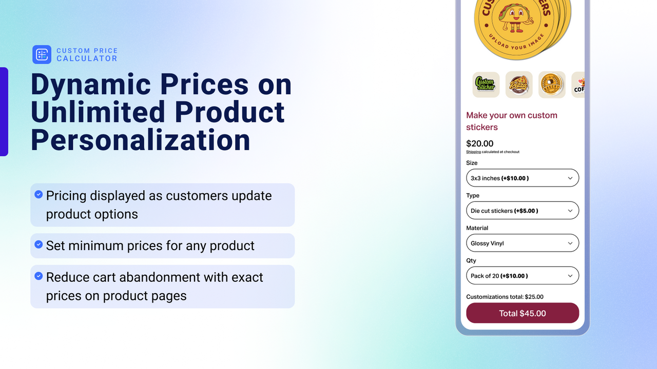 Dynamic pricing on unlimited product personalization