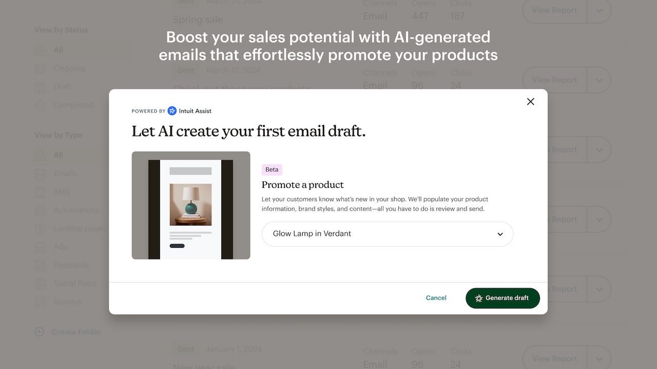 Intuit Assist populating and promoting product information