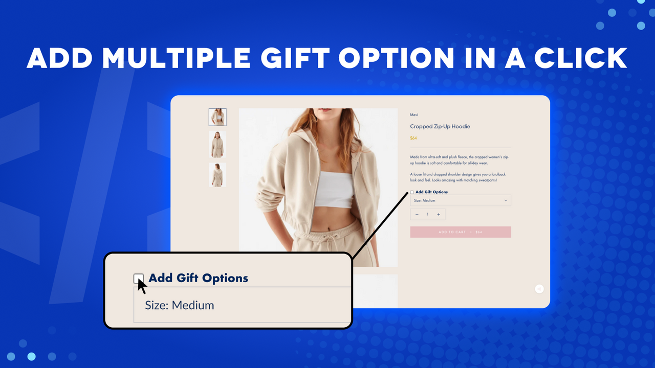 The app in action: The added Gift Options in a product page