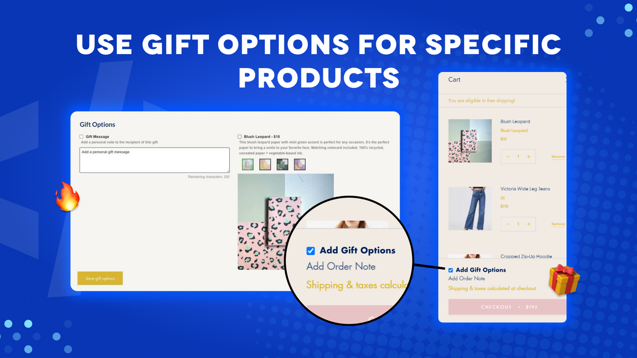 Show the gift options only for selected specific products