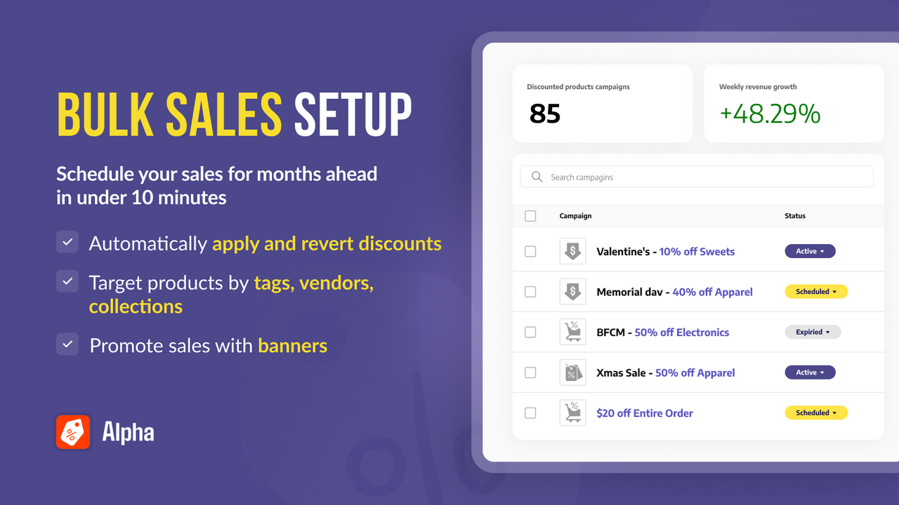 Bulk sales setup