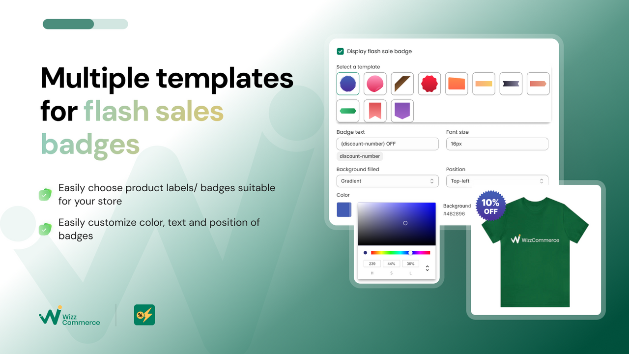 Customize flash sale badges, product badges to increase FOMO