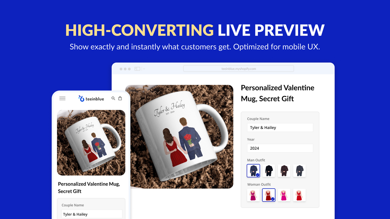 High converting live preview for personalized products