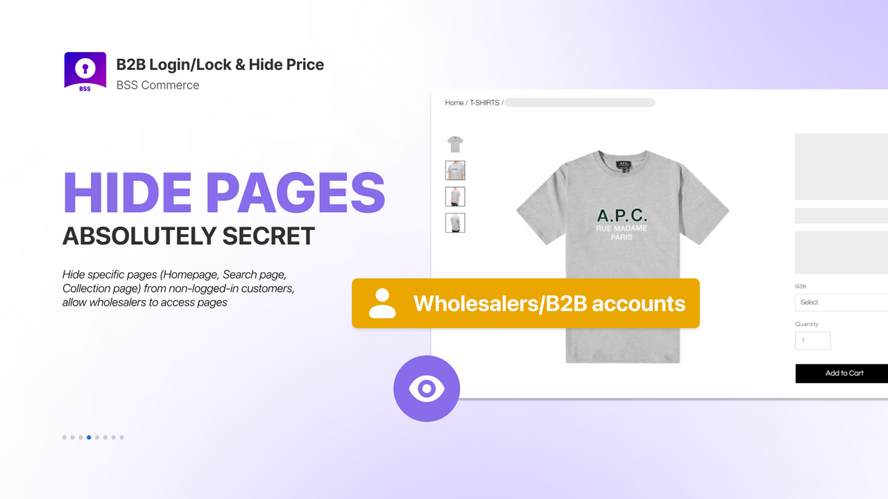 Lock pages; allow access only with B2B or wholesale login.