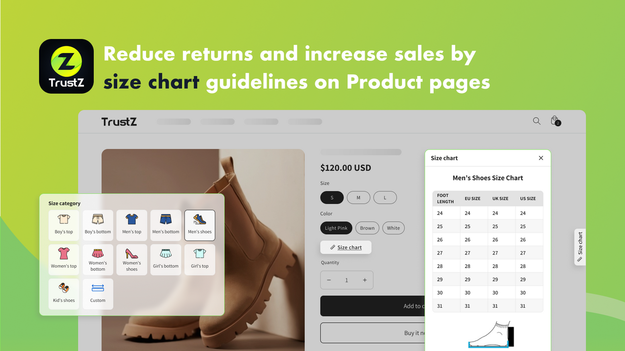 Size Chart Size Guide On Product Pages To Reduce Return Rate