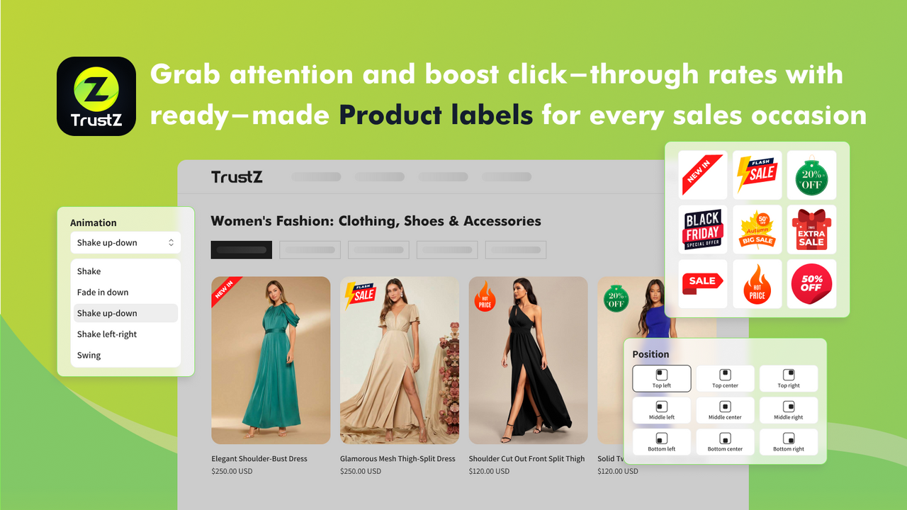 Grab attention with product labels and badges