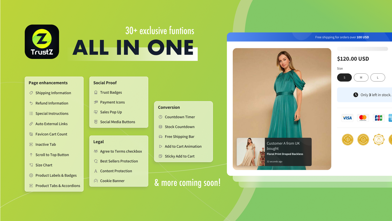 All in one app with 30+ essential store design functions