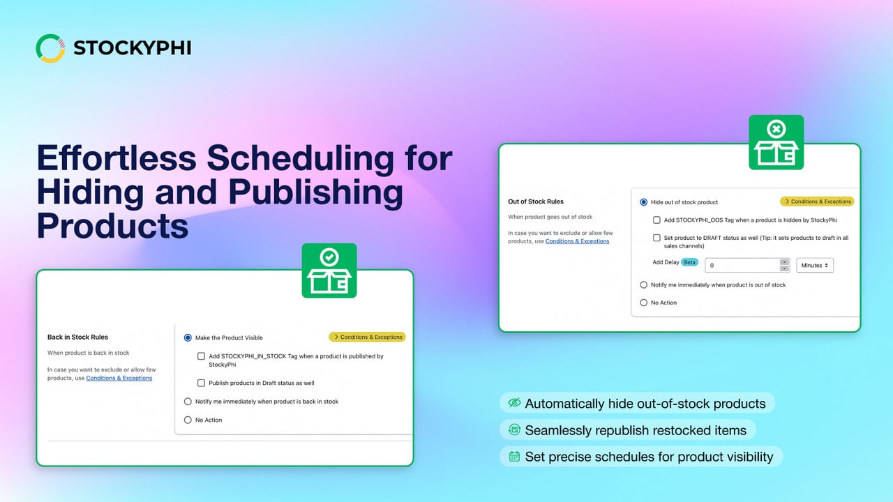 Effortless Scheduling for Hiding and Publishing Products